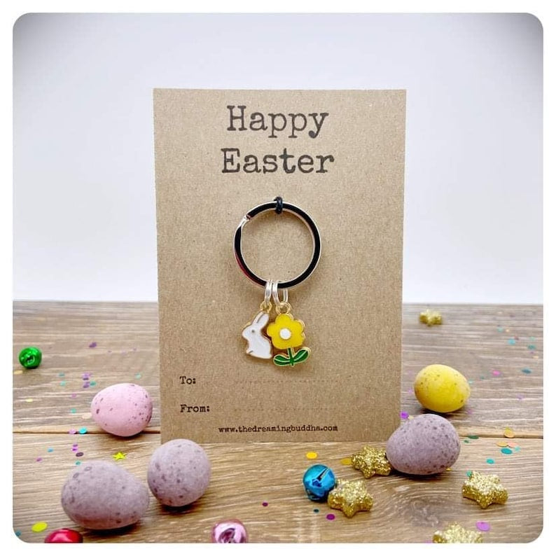 Pack Of Four Easter Keyrings, Bulk Easter Gifts for Friends and Family, Easter Keychains for Boys and Girls