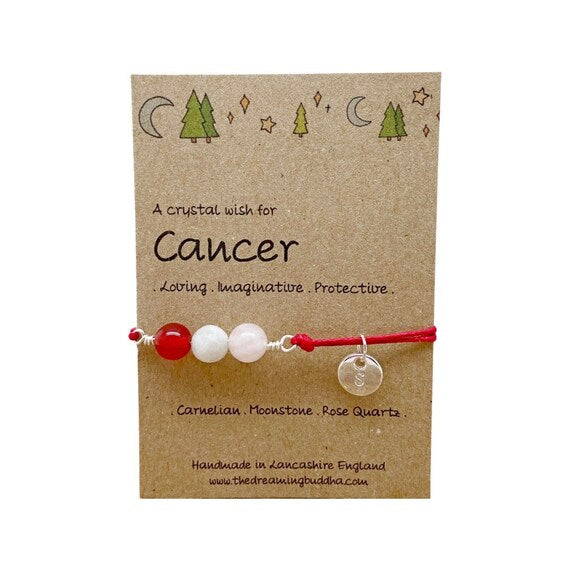 Cancer Zodiac Crystal Bracelet, Horoscope Gift, Astrology Birthstone Anklet, Personalised Star Sign Gift