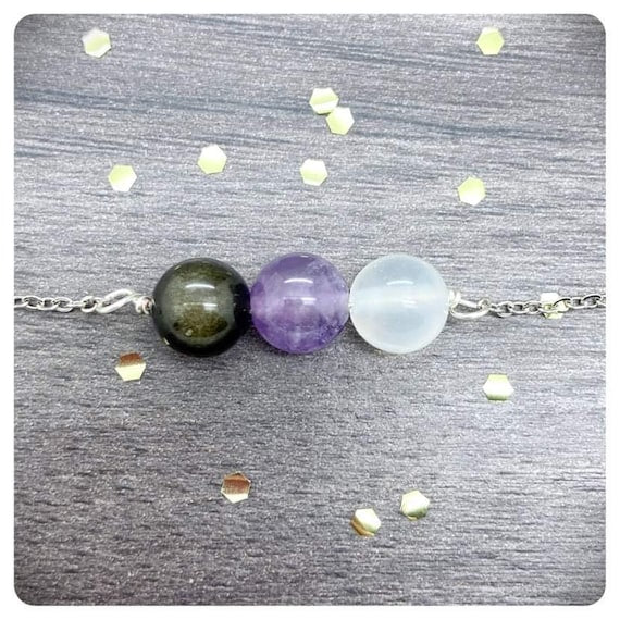 Emotional Vampire Protection Necklace, Crystals For Negative Energy, Positivity Jewellery, Personalised Mental Health Necklace