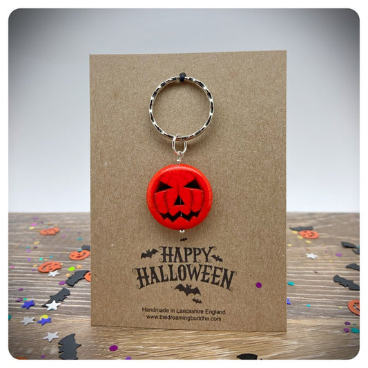 Halloween Pumpkin Keychain, Witch Wizard Keyring Gift, Personalised Jack O Lantern Keychain