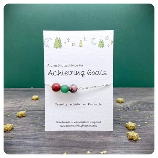 Achieving Goals Bead Bar Necklace, Crystals For Success, Healing Crystals For Self Esteem, Personalised Crystal Intentions Necklace