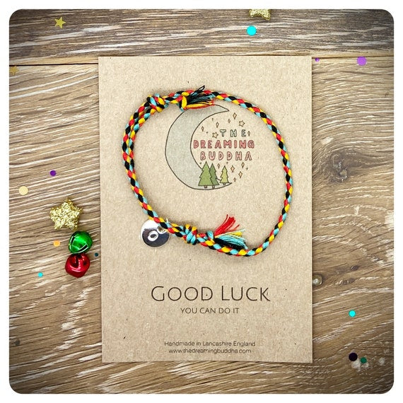 Good Luck Friendship Bracelet, Good Luck Card, Personalised Keepsake Braided Bracelet