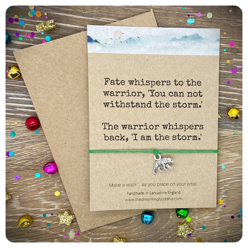 Fate Whispers Wish Bracelet, Warrior Friendship Bracelet, Encouragement Gift Card, Go For It Wish String, I Am Strong Wishlet