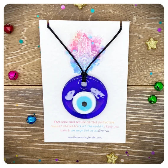 Oversized Evil Eye Necklace, Large Turkish Blue Eye Pendant, Adjustable Nazar Glass Eye Jewellery, Personalised Evil Eye Necklace