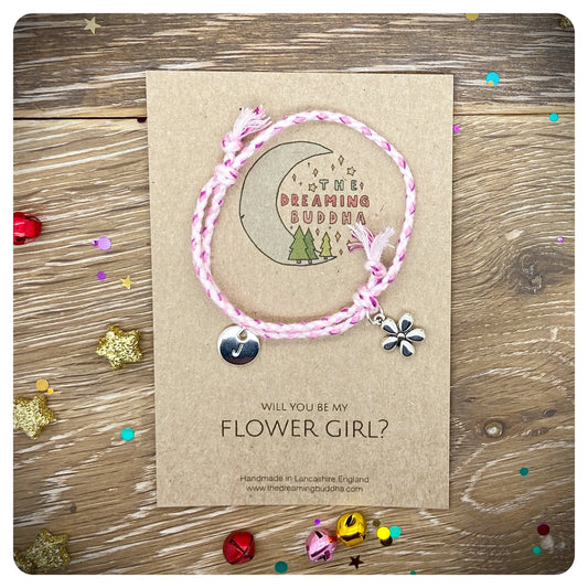 Flower Girl Braided Bracelet, Will You Be Our Flower Girl Card, Personalised Beach Wedding Bracelet