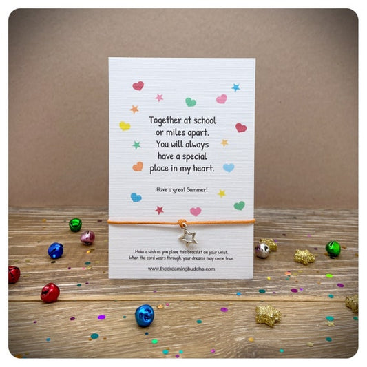 End Of Term Student Wish Bracelet, End Of Term Miss You Bracelet, School Summer Holiday Gift