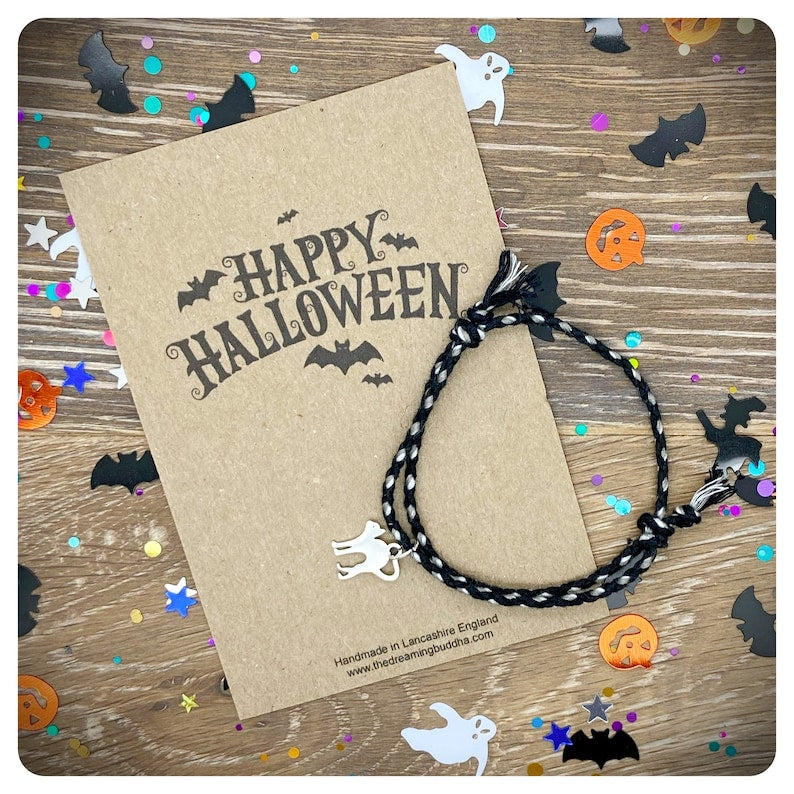 Halloween Cat Bracelet, Braided Friendship Gift, Trick Or Treat Party Favors