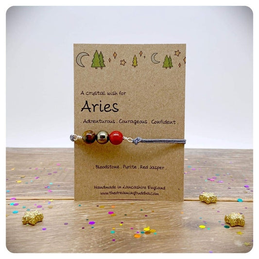 Aries Zodiac Crystal Bracelet, Horoscope Gift, Astrology Birthstone Anklet, Personalised Star Sign Gift