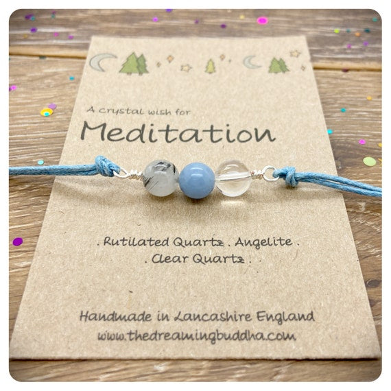 Meditation Crystal Bracelet, Self Care Crystals, Stress Anxiety Jewellery, Tense Worry Bracelet, Inner Peace Gift, Genuine Healing Stones