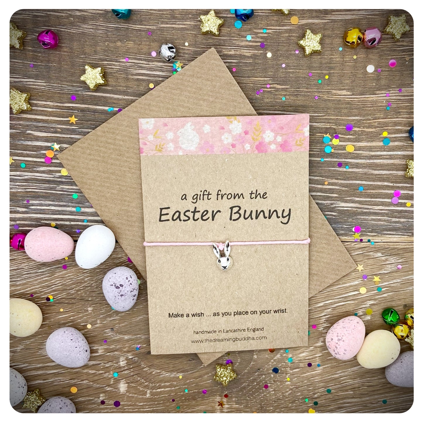 Pack Of Four Easter Bunny Wish Bracelet Cards, Easter Egg Hunt Prizes, Easter Letterbox Gifts, Rabbit Friendship Bracelets