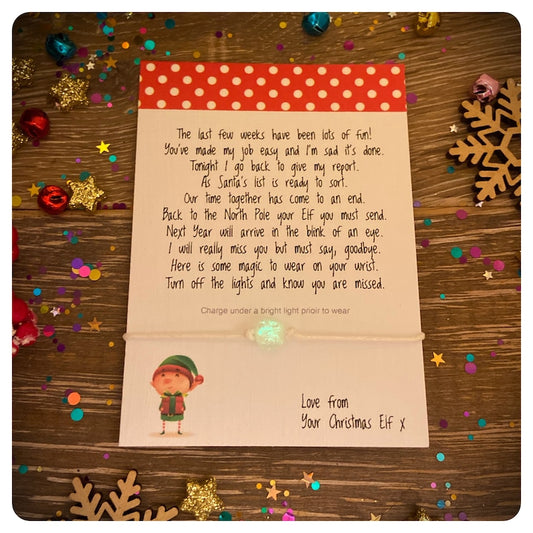 Elf Leaving Card, Magical Elf Leaving Wish Bracelet, Glow in the Dark Elf Gift, Elf Last Night Letter, Elf Leaving Gift
