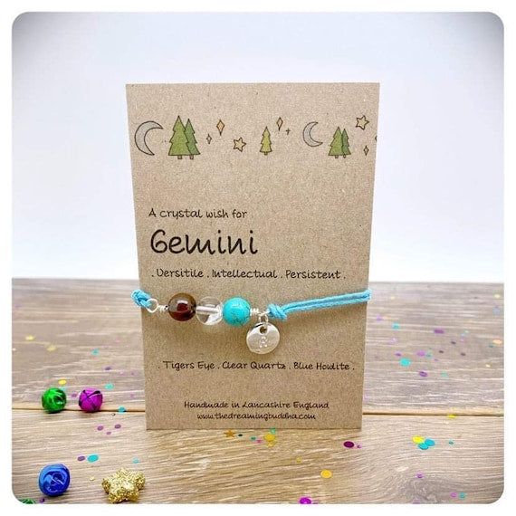 Gemini Zodiac Crystal Bracelet, Horoscope Gift, Astrology Birthstone Anklet, Personalised Star Sign Gift