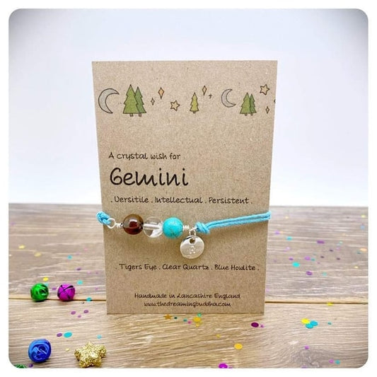 Gemini Zodiac Crystal Bracelet, Horoscope Gift, Astrology Birthstone Anklet, Personalised Star Sign Gift