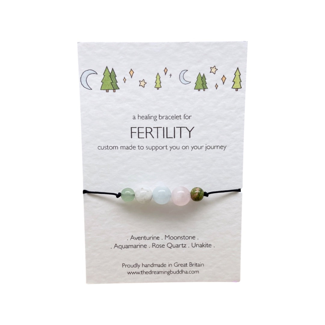 Fertility Support Bracelet, Adjustable Gemstone Bead Bracelet, Healing Crystal IVF Fertility Gift