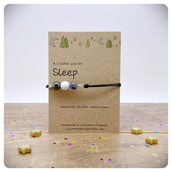 Sleep Crystal Bracelet, Insomnia Gemstone Bracelet, Wrapped Crystal Bead Bracelet for Sleep, Personalised Sleep Gemstone Anklet, Sleep Well