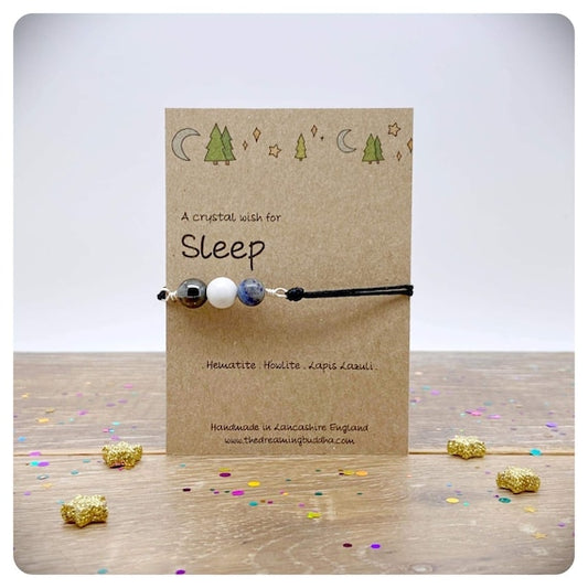 Sleep Crystal Bracelet, Insomnia Gemstone Bracelet, Wrapped Crystal Bead Bracelet for Sleep, Personalised Sleep Gemstone Anklet, Sleep Well