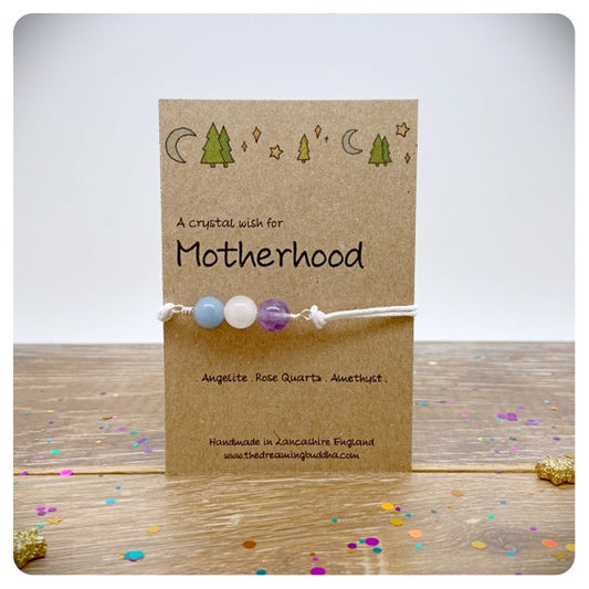 Motherhood Crystal Bracelet, New Mum Baby Gift, 1st Mothers Day Present, Baby Shower Mummy Gift, Mothering Crystals, Mummy Wish Bracelet