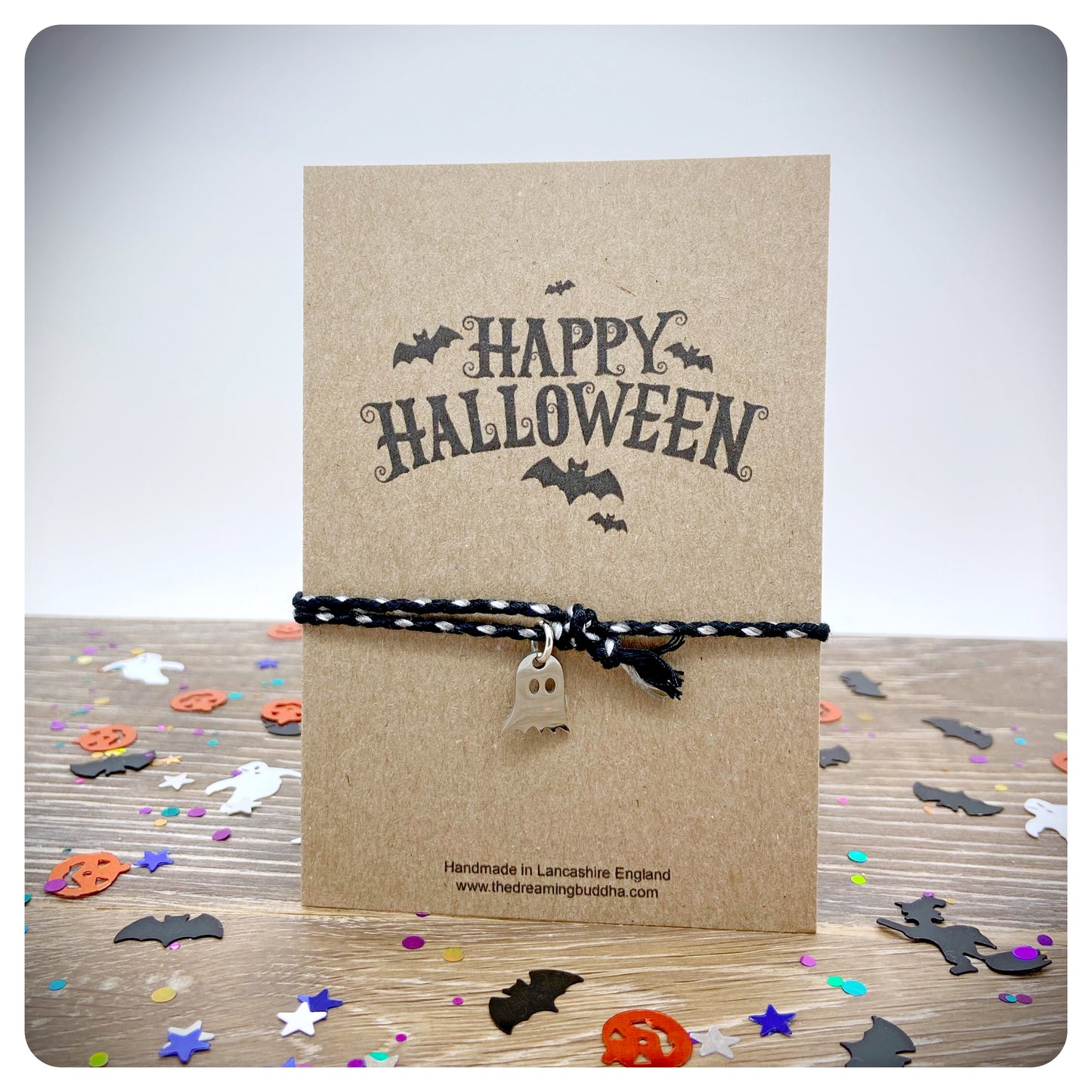Halloween Ghost Bracelet, Spooky Braided Jewellery, Woven Plaited Friendship Gift