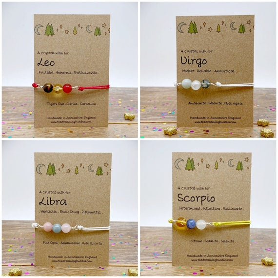Choose Your Sign Zodiac Crystal Bracelet, Horoscope Gift, Astrology Birthstone Anklet, Personalised Star Sign Gift