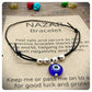 2 Nazar Adjustable Bracelets, Glass Evil Eye Cord Bracelets, Set Of Two Turkish Eye String Bracelets