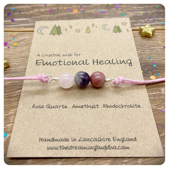 Emotional Healing Crystal Bracelet, Emotional Support Coworker, Self Love Gemstones, Stress Relief Crystal Anklet, Spiritual Protection Gift