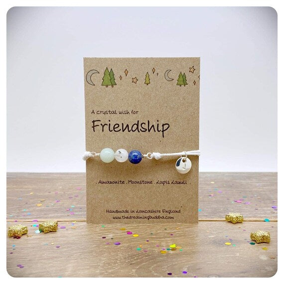 Friendship Bracelet, Hand wrapped Crystal Bead Bracelet for Friendship, Personalised Gemstone Anklet, Personalised Best Friend Crystal Gift