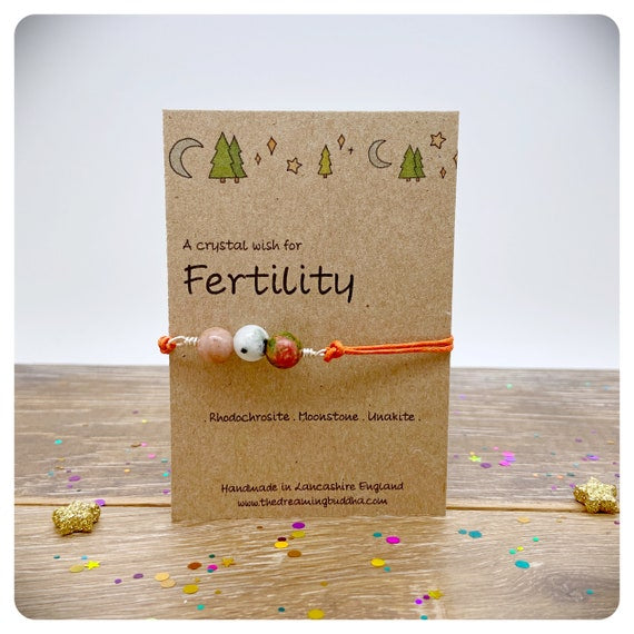 Fertility Crystal Bracelet, IVF Crystal Gift, Hand Wrapped Gemstone Bracelet, Pregnancy Wish Bracelet, Emotional Support Gift