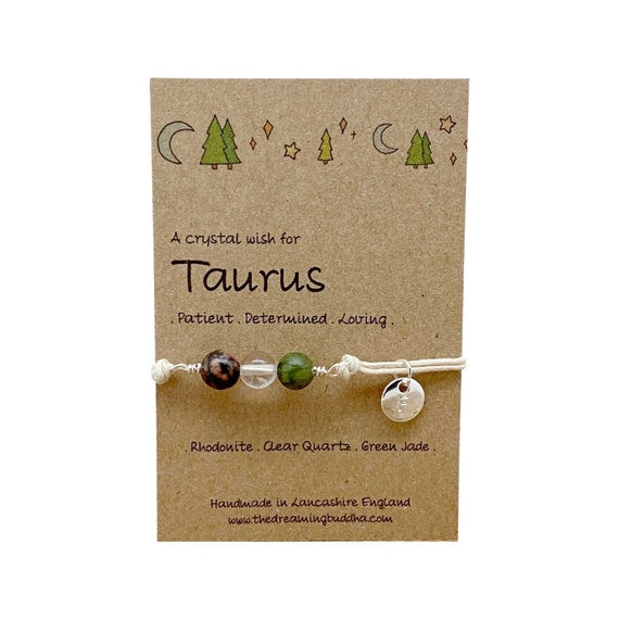 Taurus Zodiac Crystal Bracelet, Horoscope Gift, Astrology Birthstone Anklet, Personalised Star Sign Gift
