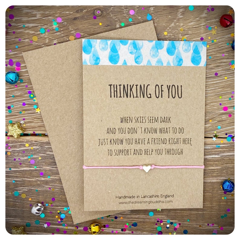 Thinking Of You Friendship Bracelet, Sympathy Card, Bereavement Condolence Card, Get Well Wish Bracelet