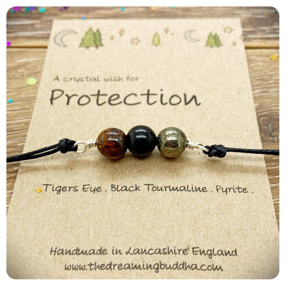Protection Gemstone Tie On Bracelet, Healing Crystal Protective Bracelet, Protection Amulet, Spiritual Negative Energy Jewellery