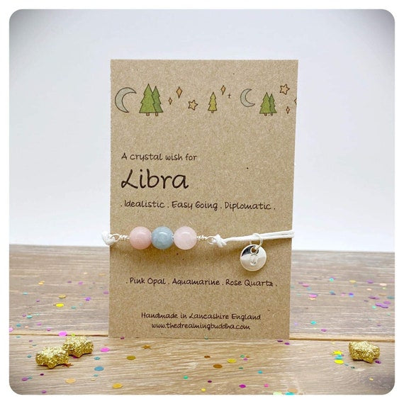 Libra Zodiac Crystal Bracelet, Horoscope Gift, Astrology Birthstone Anklet, Personalised Star Sign Gift