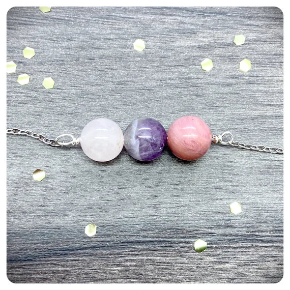 Emotional Healing Crystal Necklace, Personalised Jewellery, Inner Peace Gemstones, Emotional Support Gift, Thinking Of You Letterbox Gift