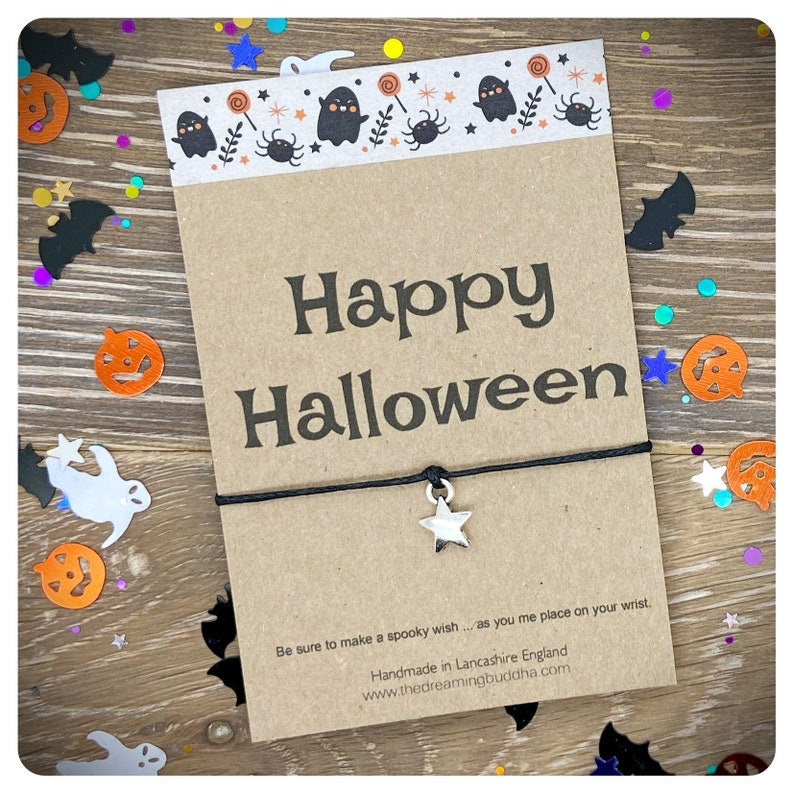 Multi Pack Happy Halloween Wish Bracelets, Halloween Party Favors, Trick Or Treat Halloween Cards, Star Moon Bat Halloween Gifts