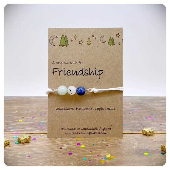 Friendship Bracelet, Hand wrapped Crystal Bead Bracelet for Friendship, Personalised Gemstone Anklet, Personalised Best Friend Crystal Gift