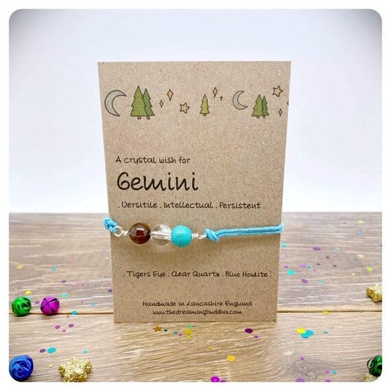 Gemini Zodiac Crystal Bracelet, Horoscope Gift, Astrology Birthstone Anklet, Personalised Star Sign Gift