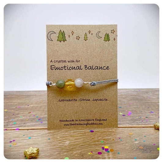 Emotional Balance Wrapped Crystal Bracelet, Emotional Healing Jewellery, Hormone Support Bracelet, Calming Emotions Crystals