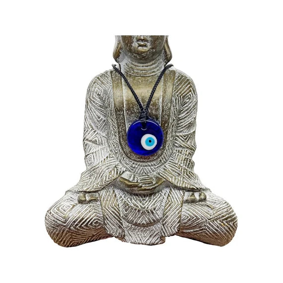 Recycled Bottle Necklace, Imperfect Evil Eye Glass Pendant, Reused Nazar Protection Jewellery