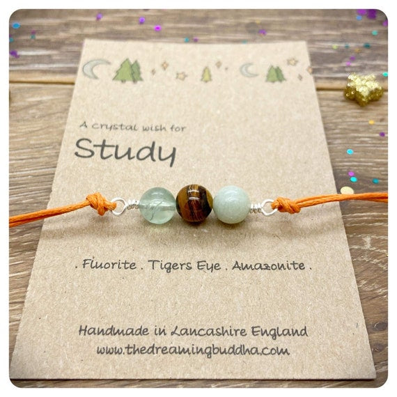 Student Study Bracelet, Concentration & Focus Crystal Bracelet, Exam Test Gemstones, Positive Learning Gift