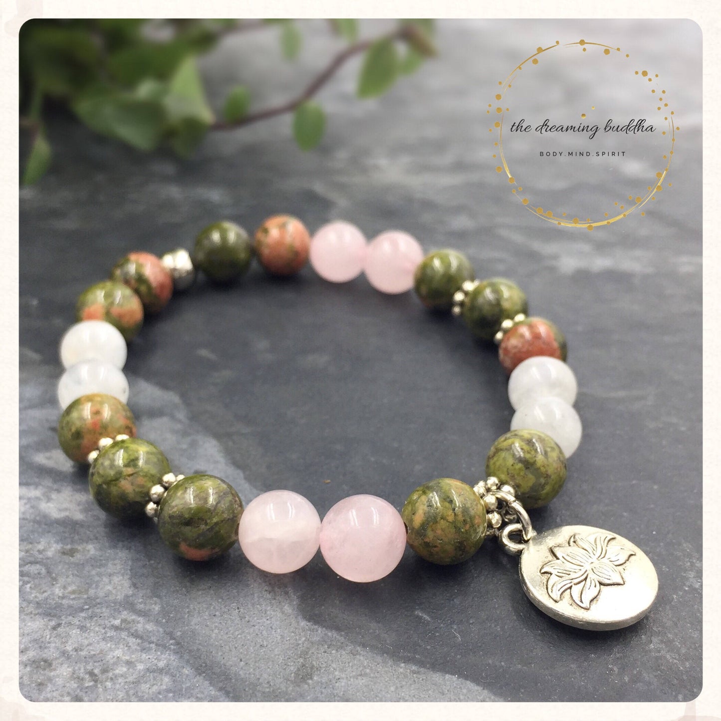 Healthy Pregnancy Birth Conception Bracelet Fertility Bracelet Unakite Moonstone Rose Quartz Yoga Bracelet Jewelry Gemstone Jewellery Gift