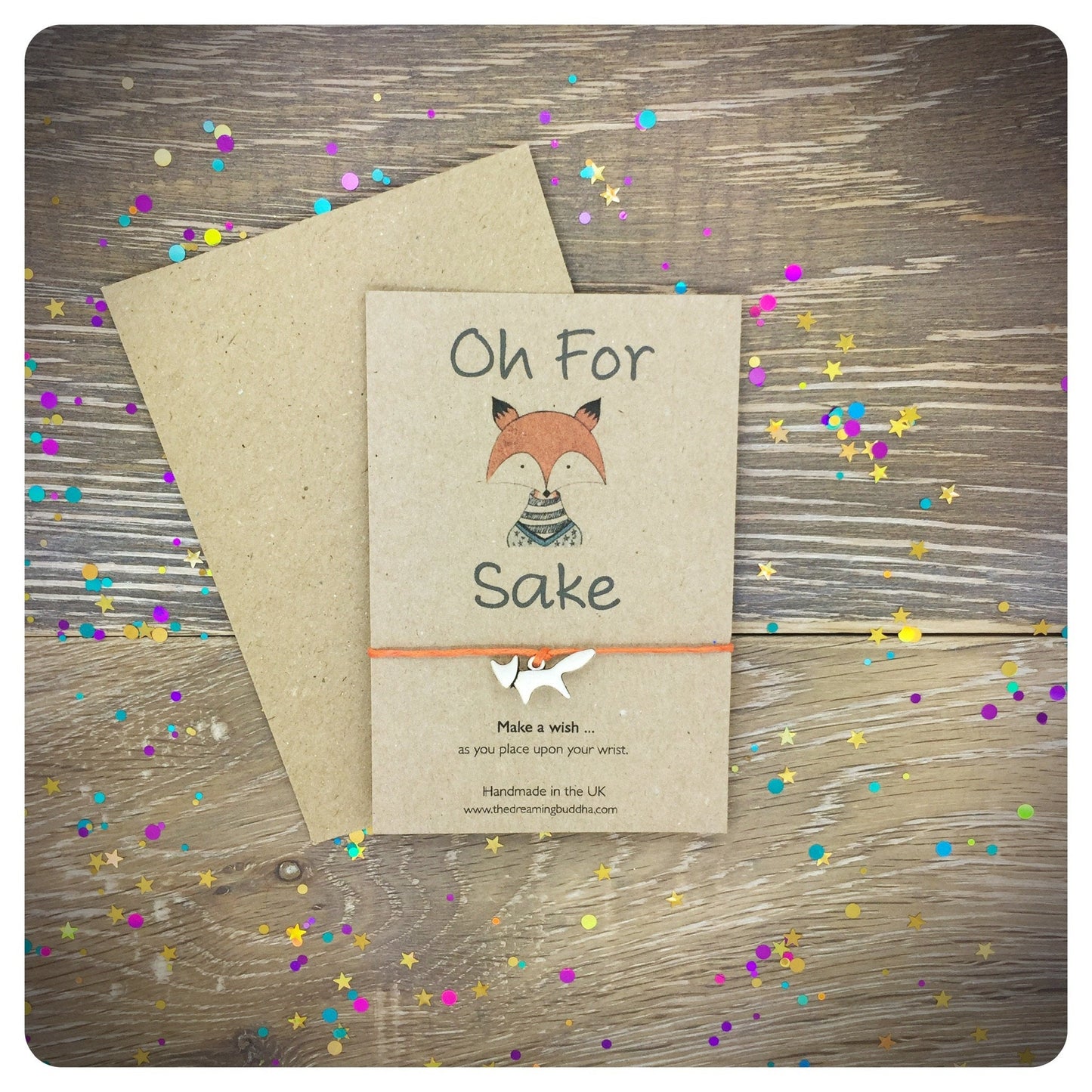 For FOX Sake Friendship Bracelet, Fun Friend Gift, Fox Wish Bracelet, Funny Fox Card, BFF Fox Gift, Fox Card, Fox Charm, Cute Fox Gift Card