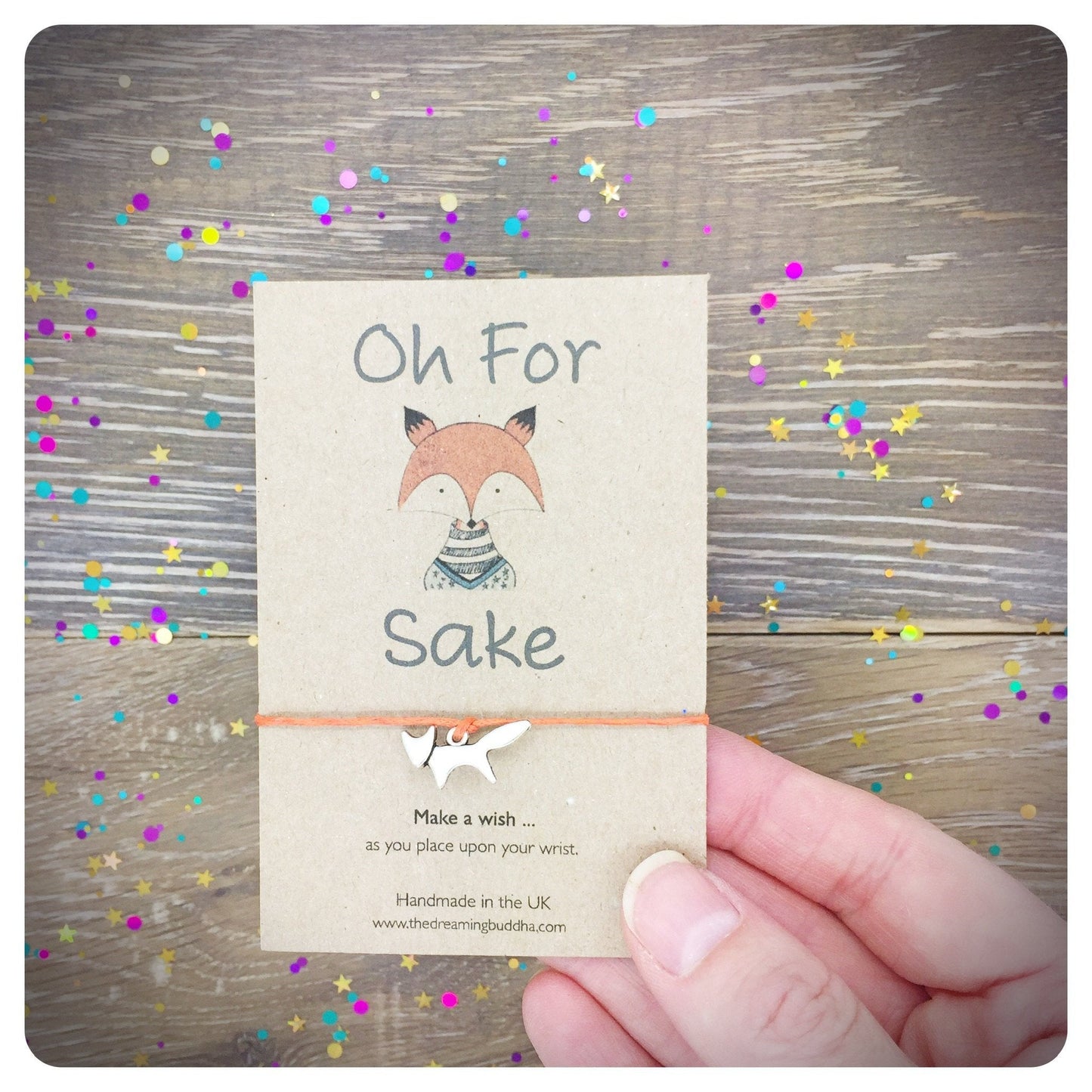 For FOX Sake Friendship Bracelet, Fun Friend Gift, Fox Wish Bracelet, Funny Fox Card, BFF Fox Gift, Fox Card, Fox Charm, Cute Fox Gift Card