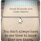 Good Friends Are Like Stars Quote Card, Star Charm Friendship Wish Bracelet, Long Distance Gift For Friend