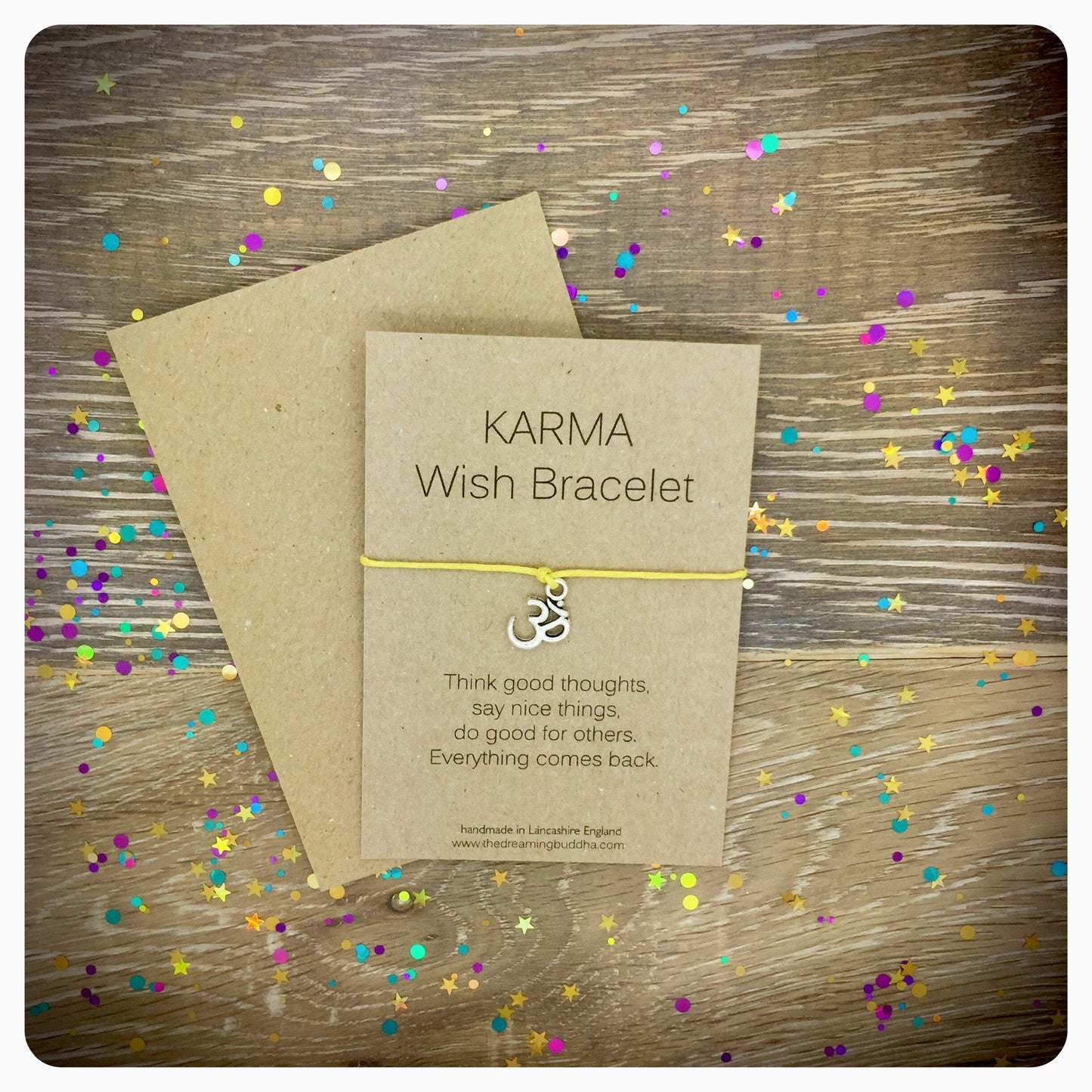 Om Cord Wish Bracelet, Karma Card, Ohm Charm, Stackable Yoga Bracelet, Festival Bracelet, Yoga Gift, Yoga Friendship Bracelet