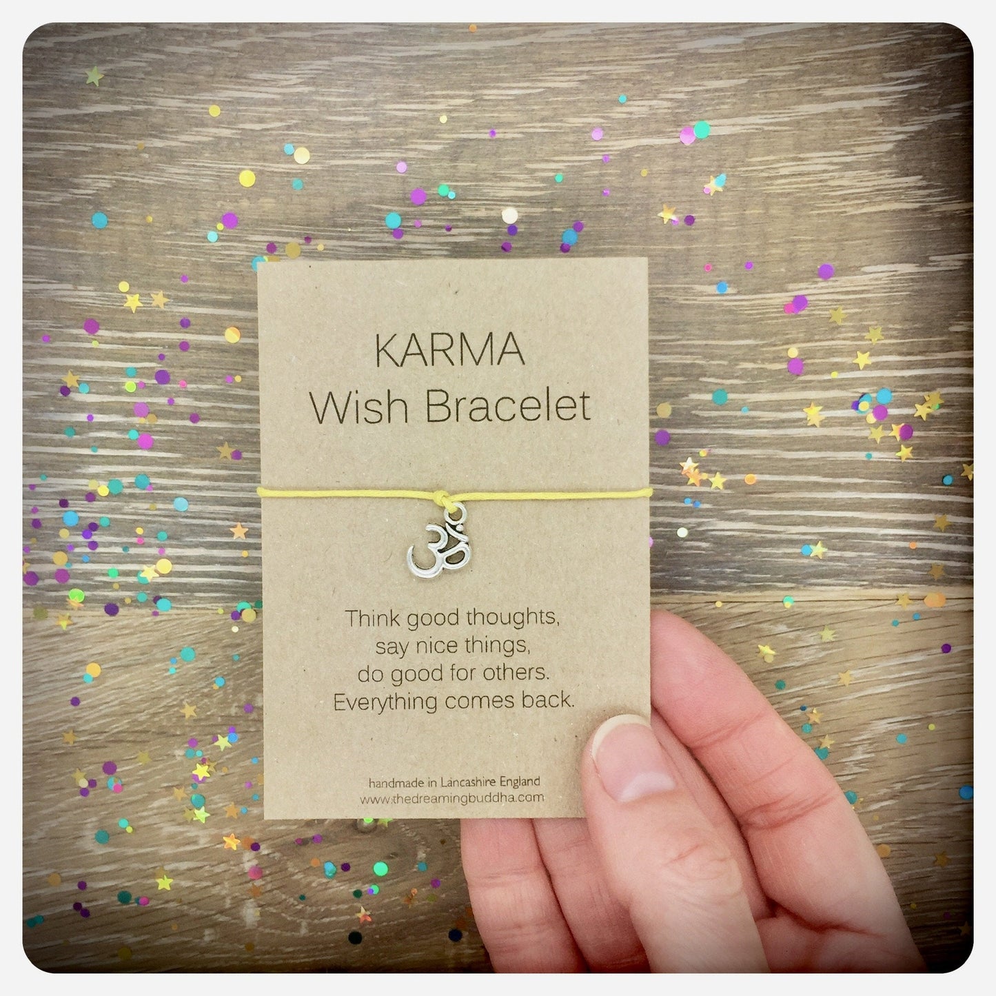 Om Cord Wish Bracelet, Karma Card, Ohm Charm, Stackable Yoga Bracelet, Festival Bracelet, Yoga Gift, Yoga Friendship Bracelet