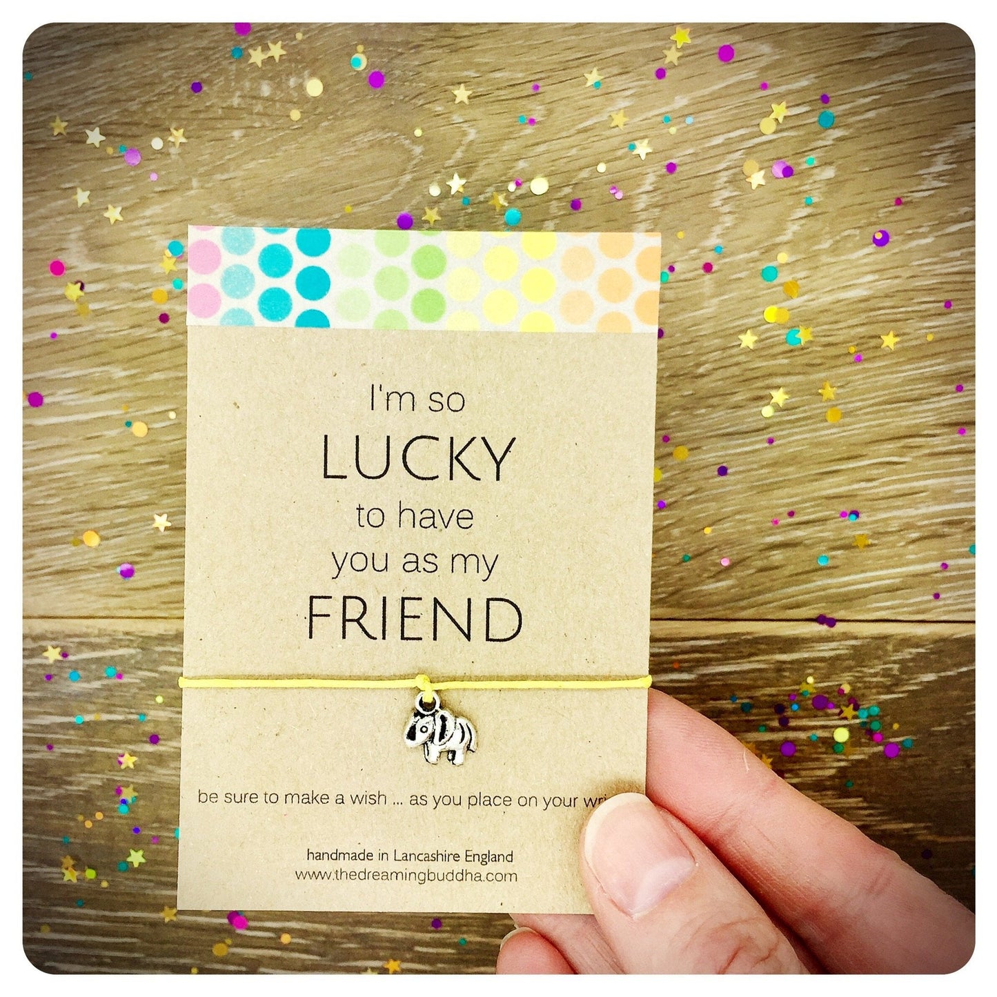 Best Friend Wish Bracelet, Elephant Friendship Bracelet, Lucky Elephant Card, BFF Wish Bracelet, Bestie Birthday Gift, Elephant Wish Present
