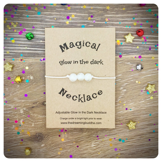 Glow In The Dark Necklace, Glowing Beaded Necklace, Magic Card, Luminous Jewellery, Simple Bead Necklace, Magic Jewelry