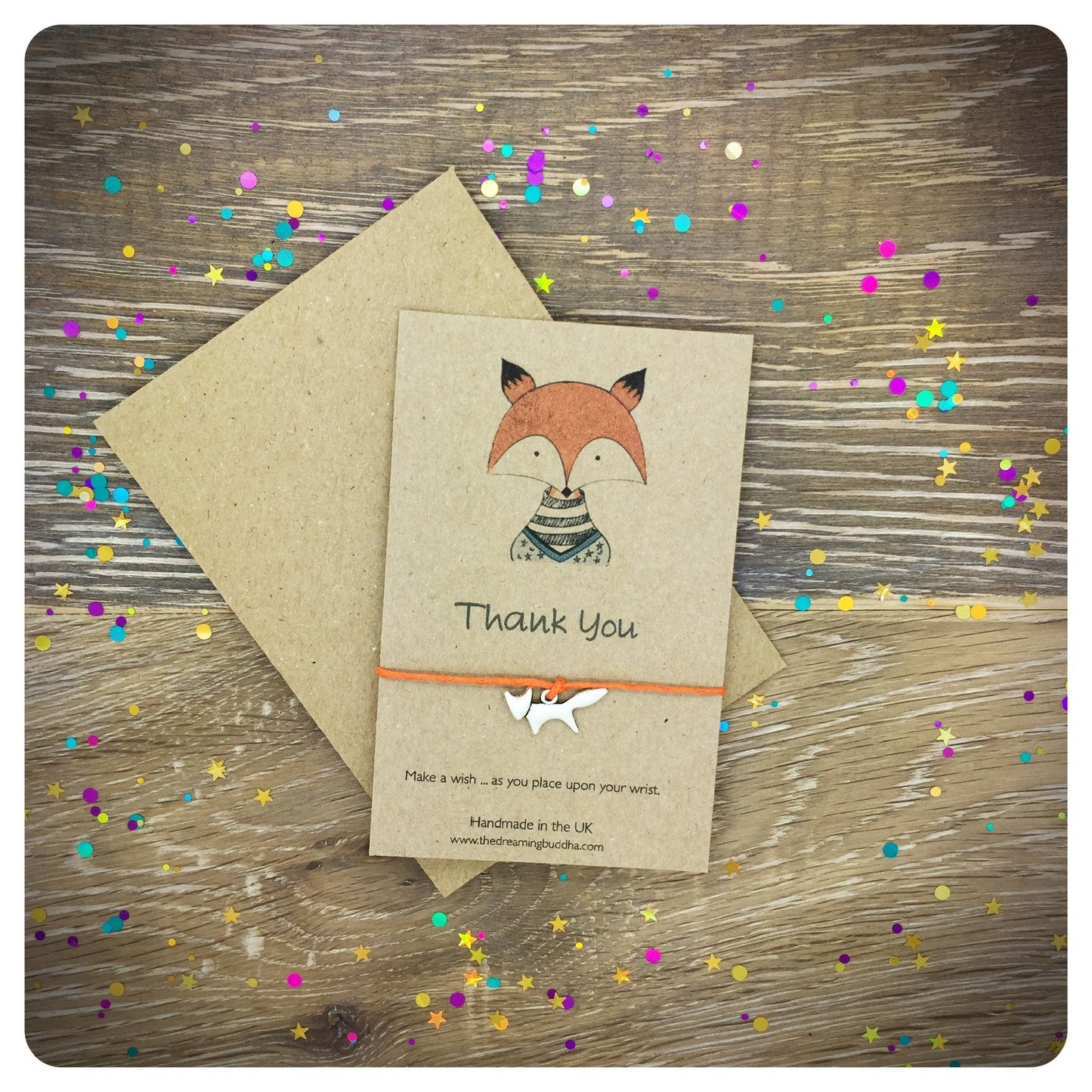 FOX Thank You Wish Bracelet, Thank You Friendship Bracelet, Fox Thank You Card, Fox String Bracelet, Thank You Wishlet, Small Thank You Gift