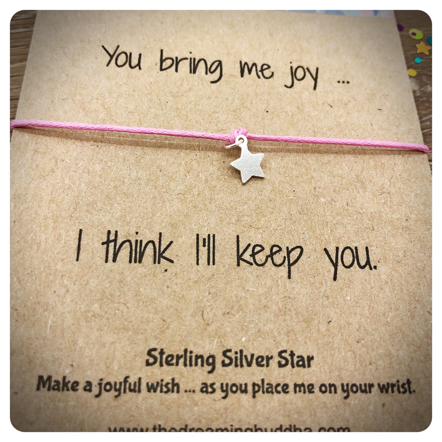 You Bring Me Joy Card, Sterling Silver Star Charm, Marie Kondo Card, Best Friend Wishlet