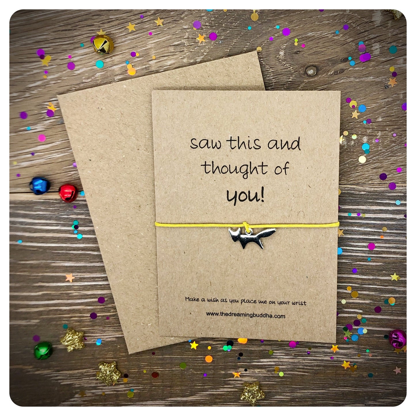 Saw This and Thought Of You Fox Card, Woodland Wildlife Jewellery, Fox Charm String Bracelet