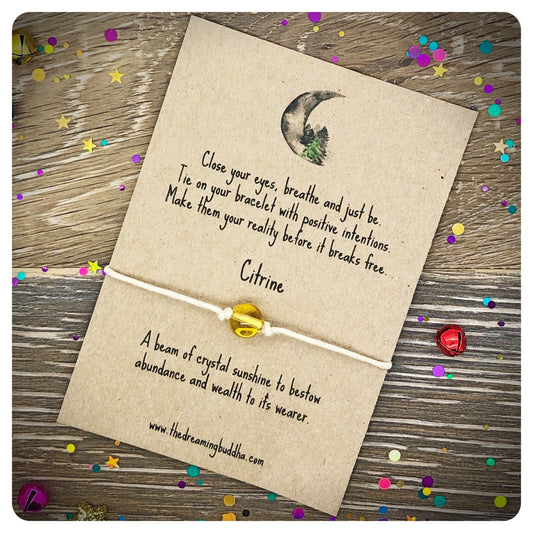 Citrine Wish Bracelet, Abundance Wealth Friendship Gift, Yellow Crystal Gemstone Jewellery, Single Bead Bracelet